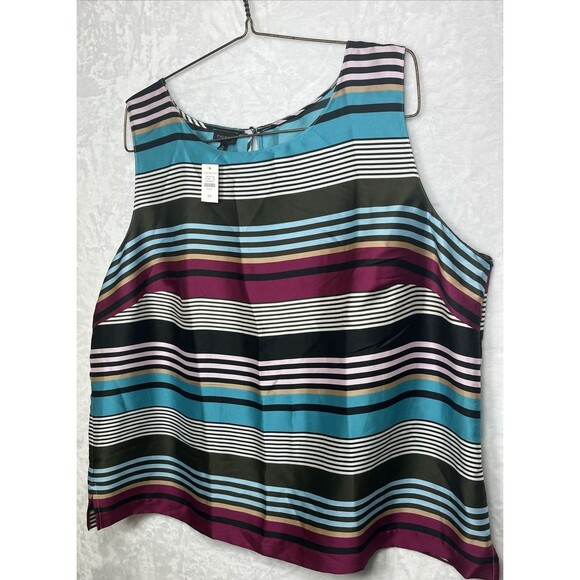 Talbots Plus Women's Striped Blouse Top Sleeveless Multicolor Size 3X NEW - Picture 1 of 10